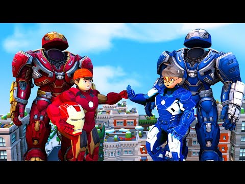Tani and Nick Iron Man Become Hero vs Zombies -Scary Teacher 3D Protect City