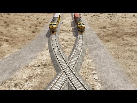 Trains Vs Weird Overlapping Rail Tracks - BeamNG Drive