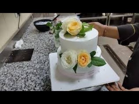 Tow tier cake.. how to make double tier cake ।। fresh flower cake