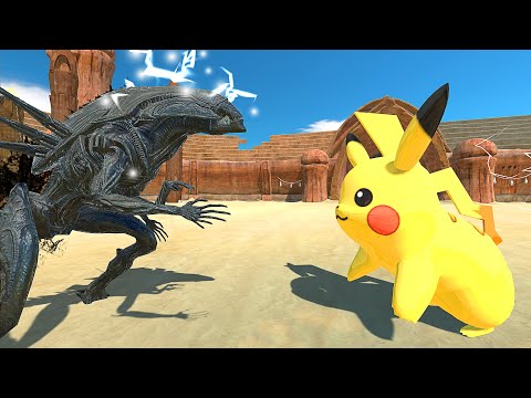 Xenomorph vs Pikachu At Arena - Animal Revolt Battle Simulator