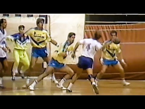 Qué lanzamiento de Jan Rönnberg. Liga ASOBAL 1990/91. Tres de Mayo - BM Valladolid. J07. Tenerife.