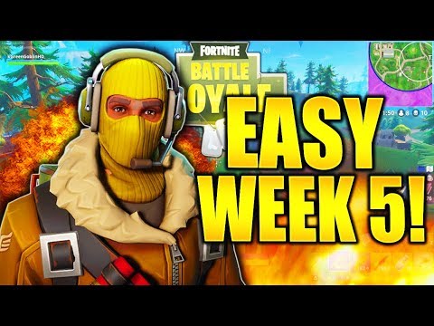 HOW TO DO ALL WEEK 5 CHALLENGES EASY IN FORTNITE! PICKAXE DAMAGE, BUSH, GAS STATIONS, TREASURE MAP!