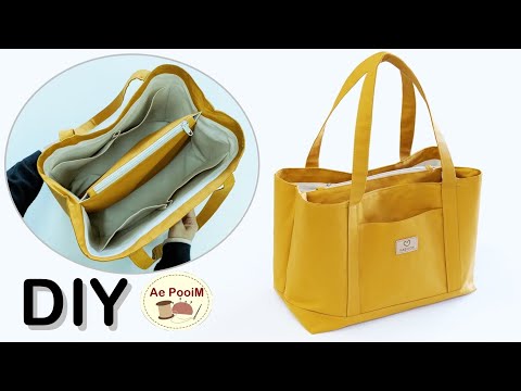 How to make a shoulder tote bag with an inner zippered divider pocket