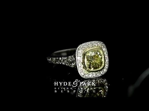 Bespoke Yellow Diamond Cushion Cut Engagement Ring | Made in London