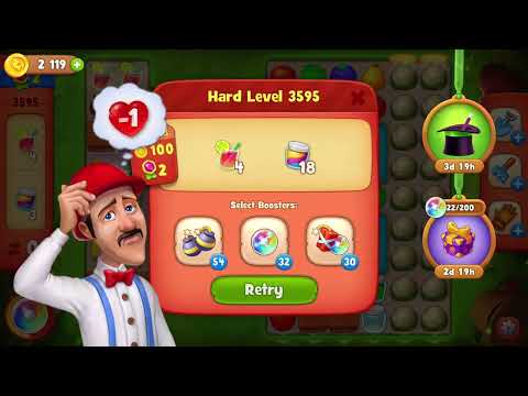 Gardenscapes Hard Level 3595 in 17 moves No booster