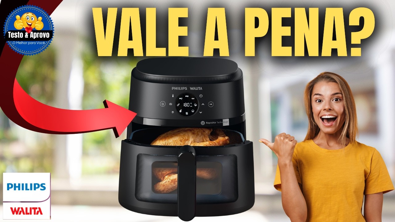 Miniatura da avaliação em vídeo de Fritadeira Air Fryer Digital Philips Walita NA239 6,2L 110V