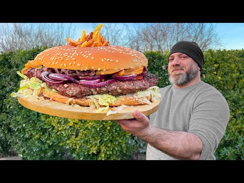 Mega Huge Burger With Signature Cheese Sauce! The Taste Will Amaze You!