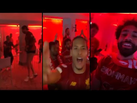 Liverpool players celebrating the Premier League title through the whole night
