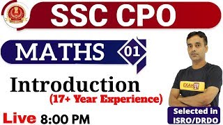 Class 01|| SSC CPO || MATHS || Introduction (17+ Year Experience) || By Vikas Sir