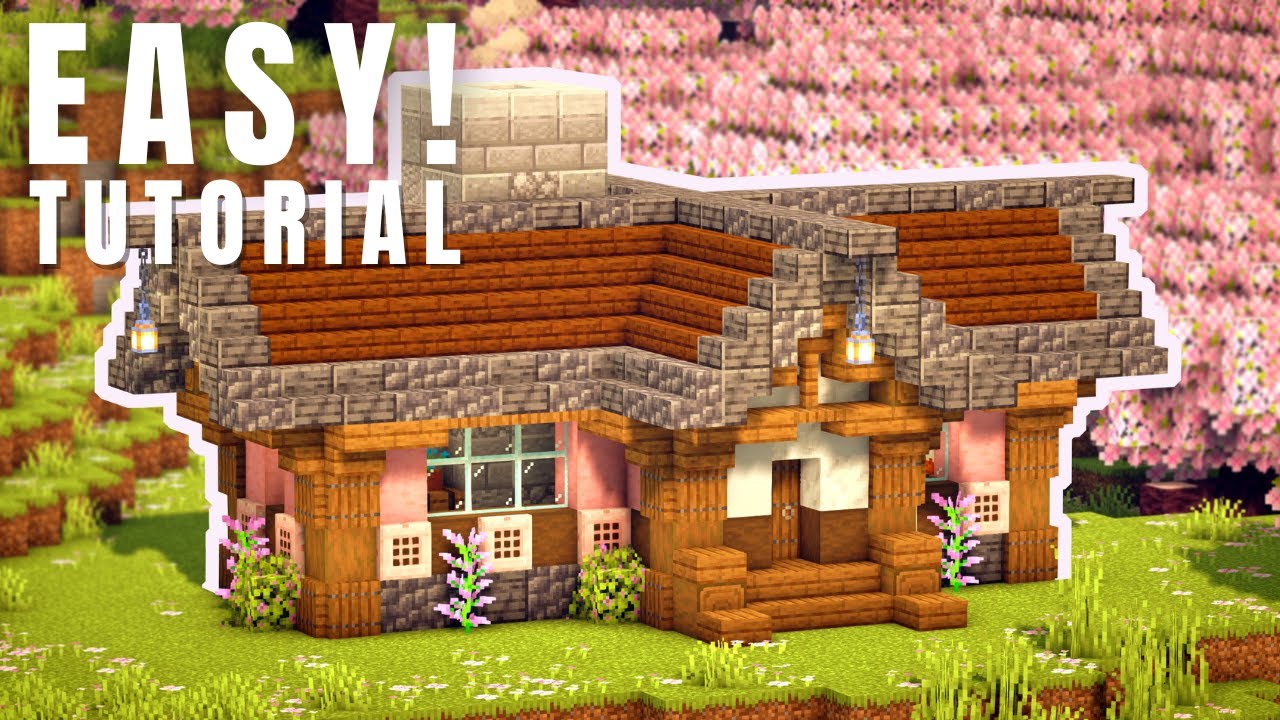 Minecraft: How to Build a Small Cherry Survival House Tutorial ...