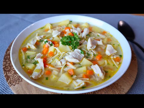 Simple chicken soup with potatoes and noodles (great for a cold!)