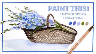 Easy Spring Basket Of Flowers - Beginner Watercolour Tutorial