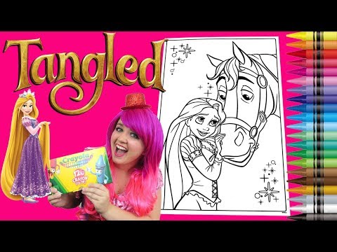 Coloring Rapunzel Tangled Disney GIANT Coloring Book Page Crayola Crayons | KiMMi THE CLOWN Video