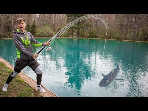 FISHING FOR SHARK IN POND!! (CAUGHT IT) Video