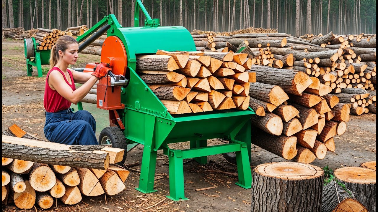 Fastest Automatic Firewood Processing Machine | Homemade Modern Wood Cutting Chainsaw Machines #2