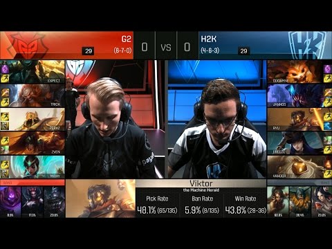G2 vs H2K Game 1 Highlights - G2 ESPORTS vs H2K EU LCS Week 7 Summer 2016