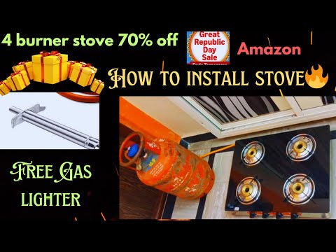 4 burner Gas stove|how to install|how to connect gas cylinder to stove|free GL|amazon republic offer
