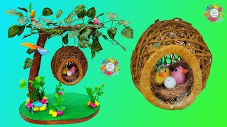 How to Make Jute Craft for Home Decoration/ Make Bird Nest Making Idea