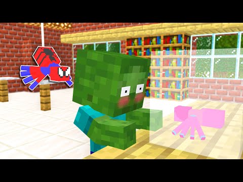 Monster School : Zombie Playing As Spiderman Family - Minecraft Animation