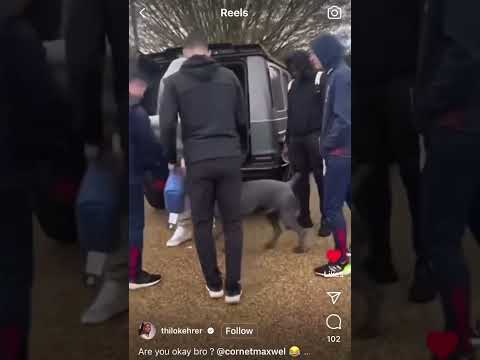 West Ham winger Maxwel Cornet getting chased by a dog outside their training ground 😭😭😭😭