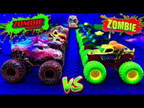 Toy Diecast Monster Truck Racing Tournament | October Spooky Race #3 |  Zombie Runners 🆚 Zombies