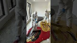 Watch bedroom transform a luxurious emerald red epoxy floor featuring a glossy marble