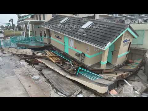 11-09-2022 Daytona Beach Shores, FL - Building Collapse Drone - Flooding - Cars in High Water