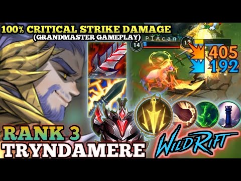 TRYNDAMERE OP META BUILD! 100% CRITICAL STRIKE DAMAGE - TOP 3 GLOBAL TRYNDAMERE BY PIAcan- WILD RIFT