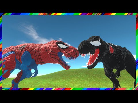 Spiderman T-Rex Vs Venom T-Rex | Batman T-Rex vs Deadpool T-Rex | Superman T-Rex Vs Iron Man T-Rex