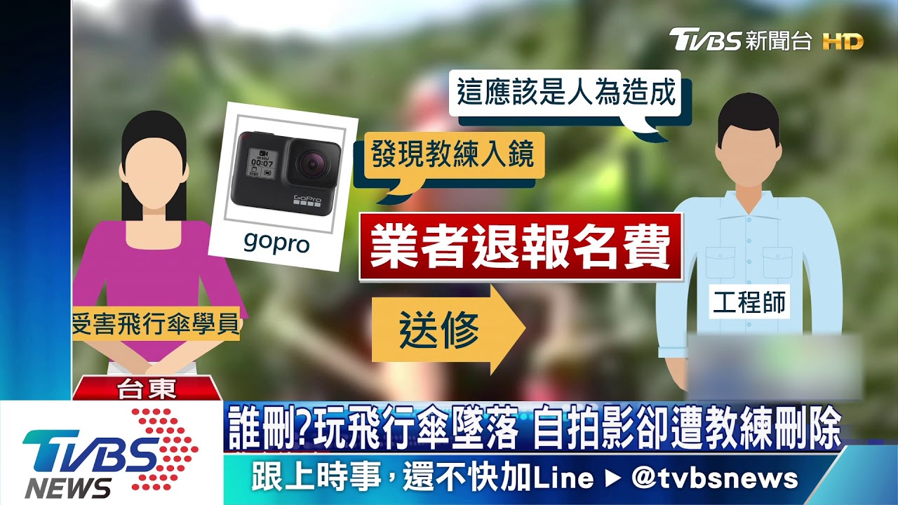 誰刪? 玩飛行傘墜落 自拍影卻遭教練刪除