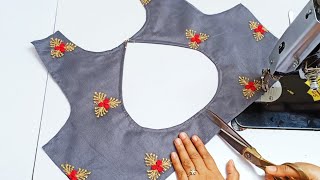 Designer boat neck blouse back design || cutting and stitching back neck blouse design || blouse