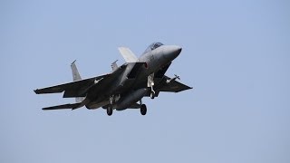 preview picture of video 'F-15 T-4 Landing JASDF KOMATSU Air Base Runway End 航空自衛隊小松基地 F15戦闘機他'