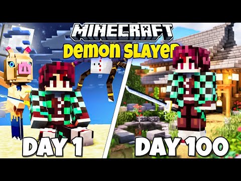 I Survived 100 Days As A DEMON SLAYER In HARDCORE MINECRAFT...HINDI (Part-1)