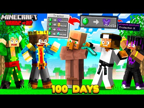100 days VILLAGER'S TRADE MULTIPLIES In Hardcore Minecraft 😱