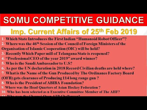 25th February Most Imp.Current Affairs|UPSC, Railway, Bank,SSC,CLAT,State SI,PC Exams||S C G||