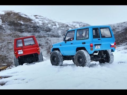 Scale RC Toyota Land Cruisers in snow - MST CMX and Tamiya CC-01