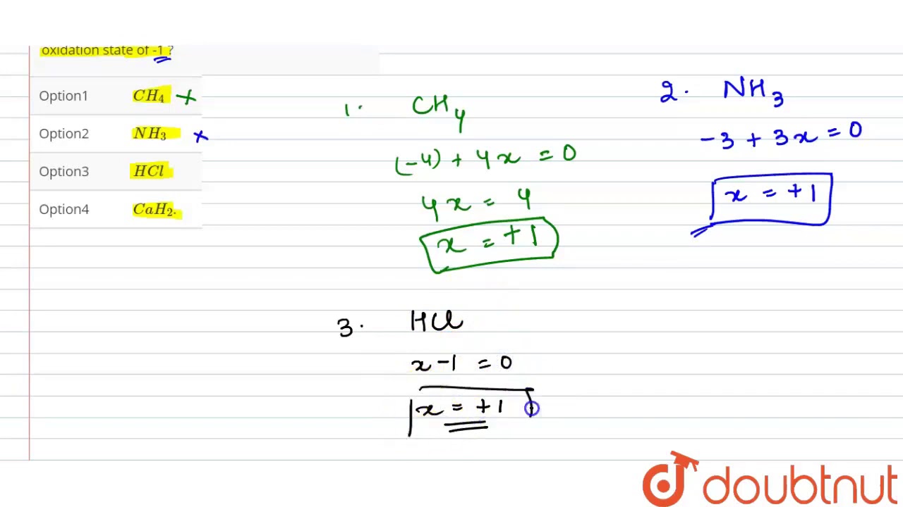 In which compound does hydrogen have an oxidation state of 1?