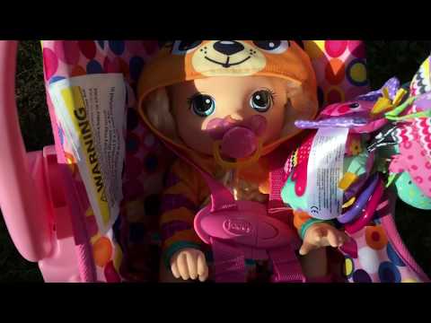Baby Alive Baby Go Bye Bye Doll Outing with Joovy Toy Car Seat Feeding Diaper Change Zoe Bike Wreck Video