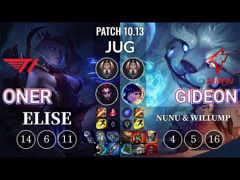 T1 Oner Elise vs GRF GIDEON Nunu & Willump Jungle - KR Patch 10.13