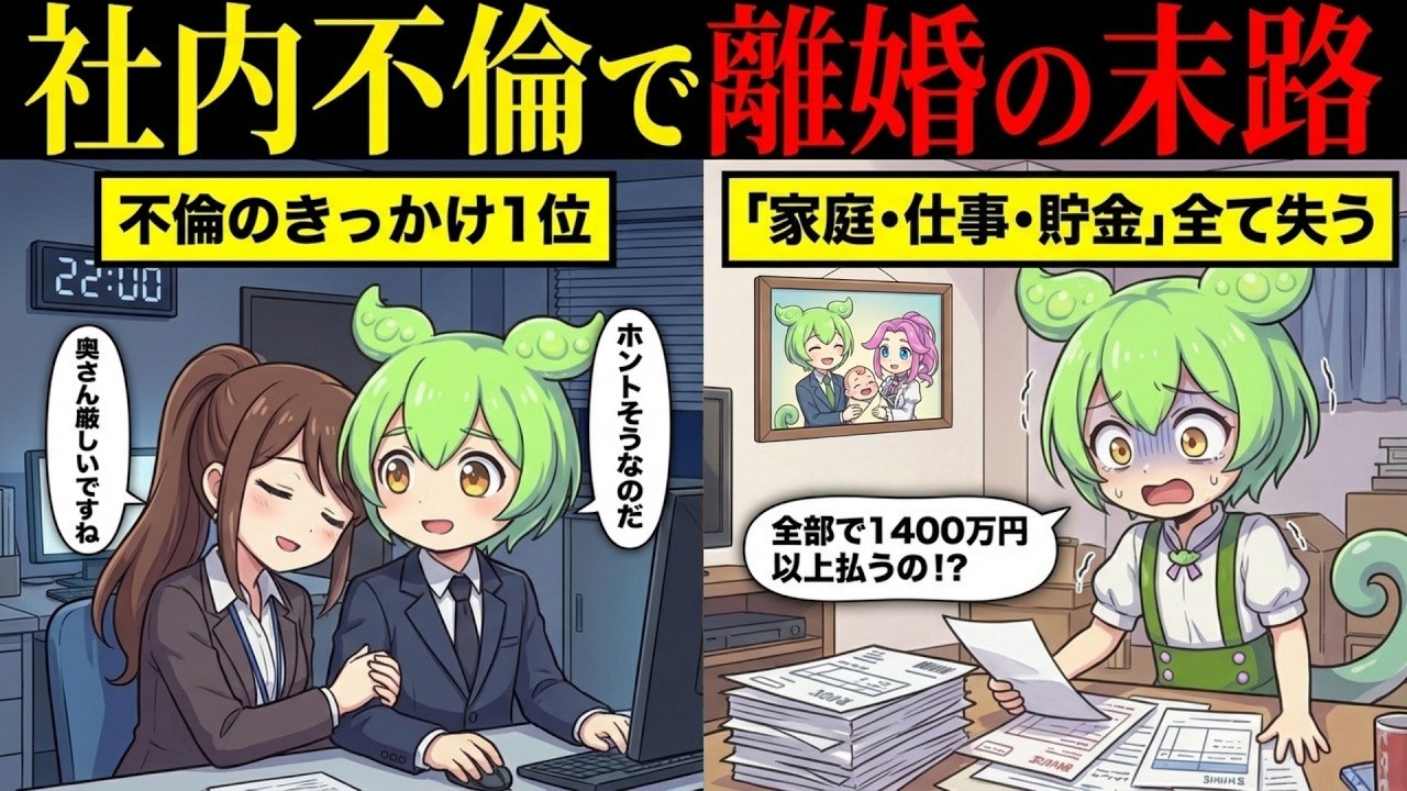 社内不倫で離婚するとガチですべて失います【ずんだもん&ゆっくり解説】
