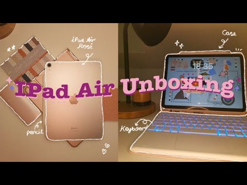 🍎iPad Air 5 Rosé 2022 Unboxing from BackMarket + pencil +  keyboard + pink case 👝| ASMR & aesthetic