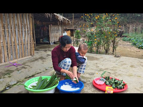 Ly Tieu Ca backt Kuchen und wickelt sie in eine Art kleines Blatt ein: Das Leben von Ly Tieu Ca