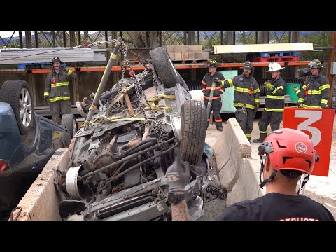 Vehicle Extrication Firefighter Training | Triangular Lift System Using Paratech Struts