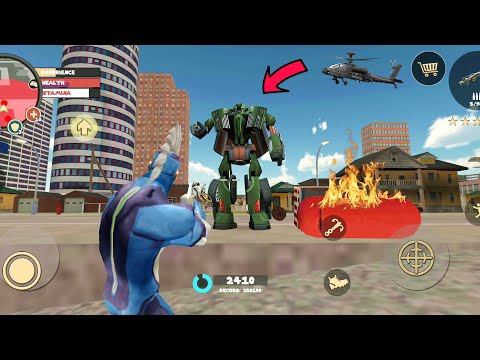 Rope Hero: Vice Town (Rope Hero Head Shot Green Robot Car) Car Robot HeadShot Laser Rifle - HD