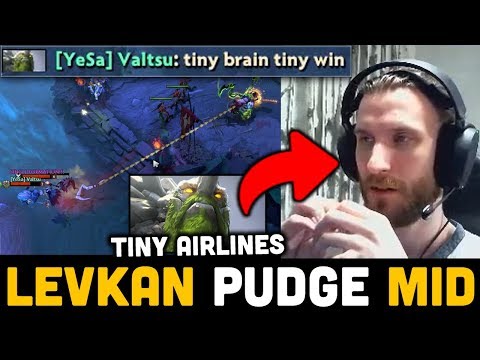 FIRST TIME LEVKAN PUDGE MID!! Hard Game vs Nonstop Tiny Airline Gank | Genius Pudge