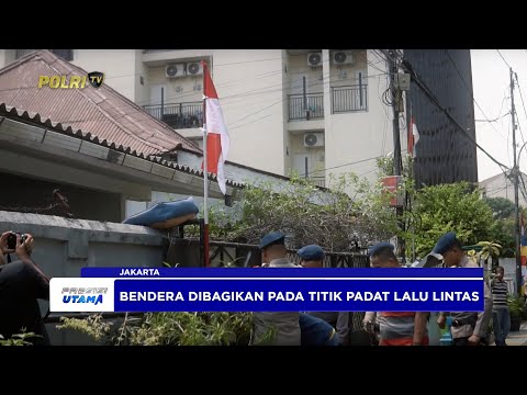 BRIMOB POLDA METRO JAYA BAGIKAN 5.000 BENDERA MERAH PUTIH