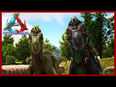 Raptor Taming! Cool Base Location! Trike Taming! Crystal Isles Map! Ep 2!