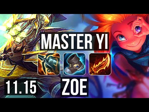 MASTER YI vs ZOE (MID) | 2.8M mastery, 900+ games, 12/2/5, Godlike | BR Master | v11.15