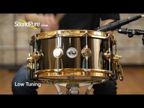 DW 6.5x14 Collectors Black Nickel Over Brass Snare Drum - Gold Hardware, Quick n' Dirty