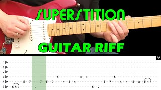 SUPERSTITION - Guitar lesson - Guitar riff (with tabs) - Stevie Wonder - fast & slow